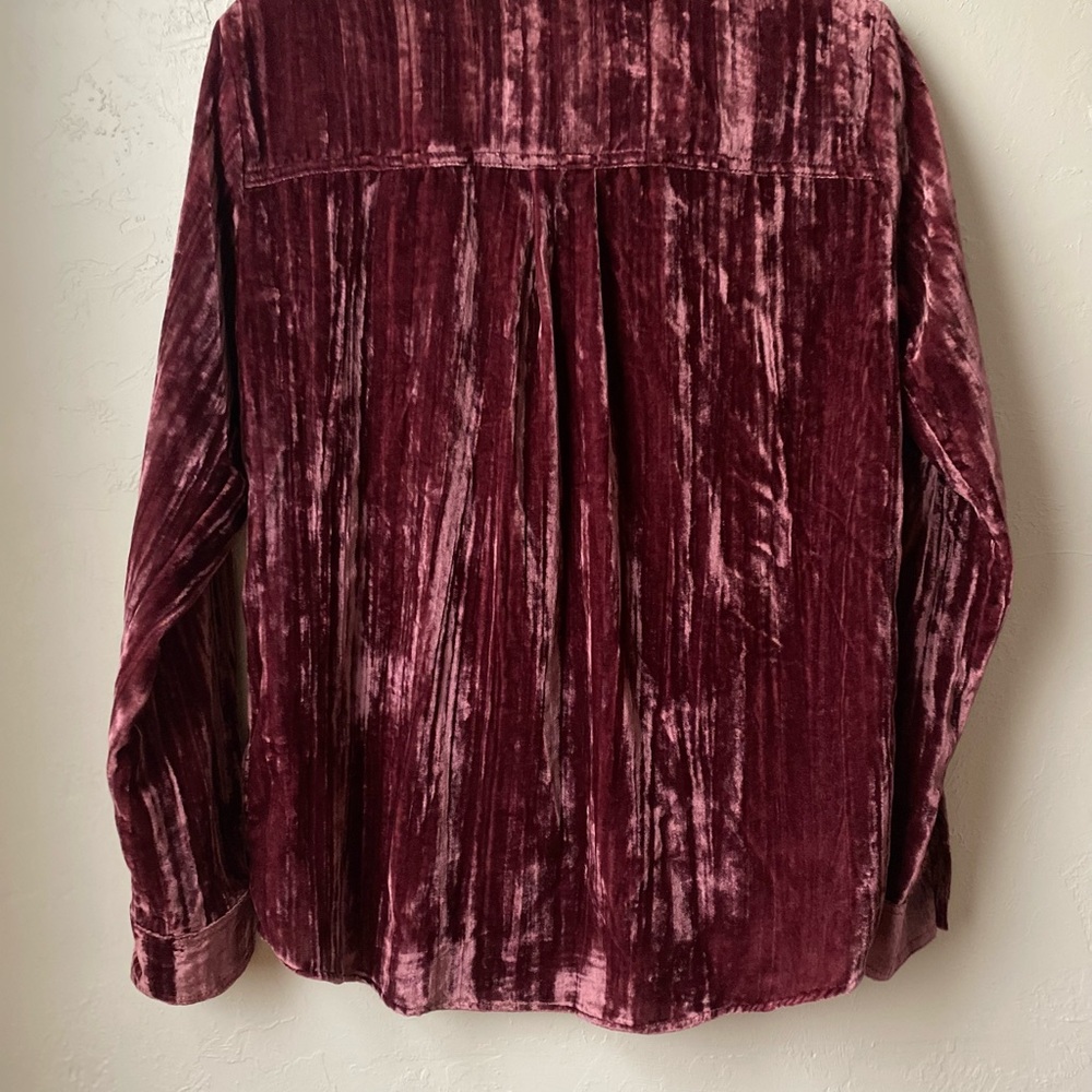 Splendid Velvet Button-Down Shirt - Deep Red - Picture 8 of 8